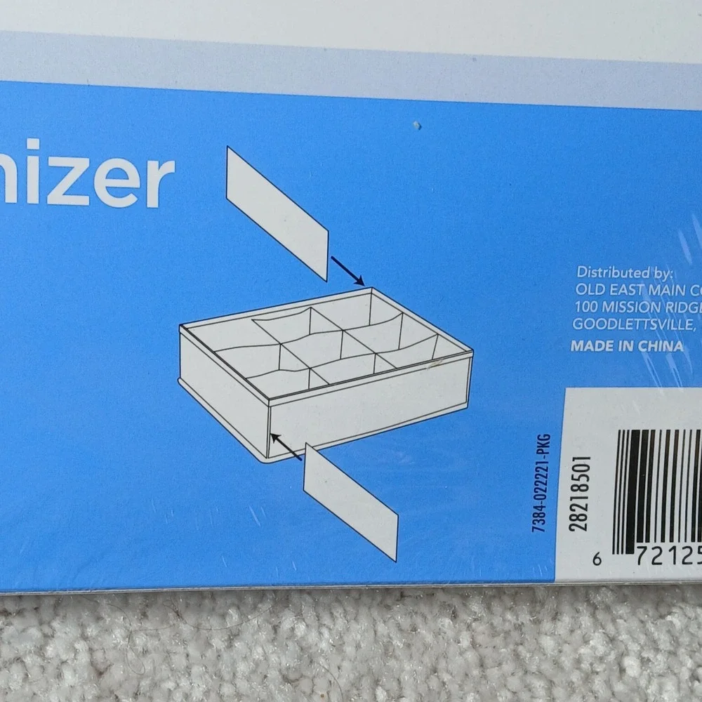 True Living Drawer Gray Organizer 9 Compartments 13 x 13 x 4.33 Collapsible